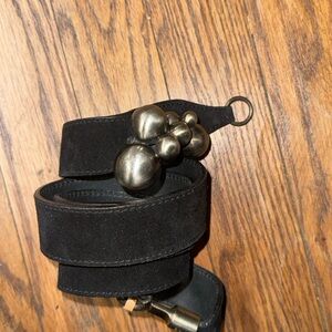 Chloe Black Suede Belt with Gold Accents